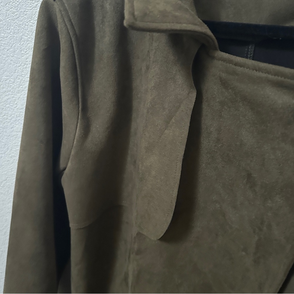 Fashion Nova Always‎ in the Go Faux Suede Jacket Olive Sz Large - Picture 8 of 11